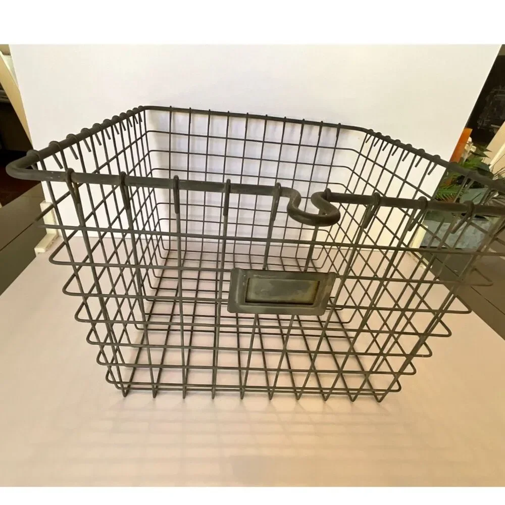 Vintage wire locker basket; metal basket great for storage